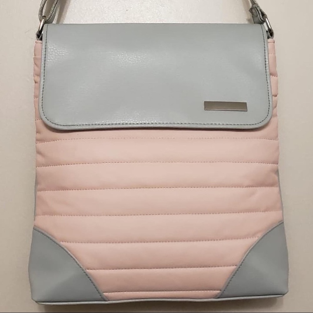 Baby Pink Baby Blue Quilted Pattern Crossbody Bag
